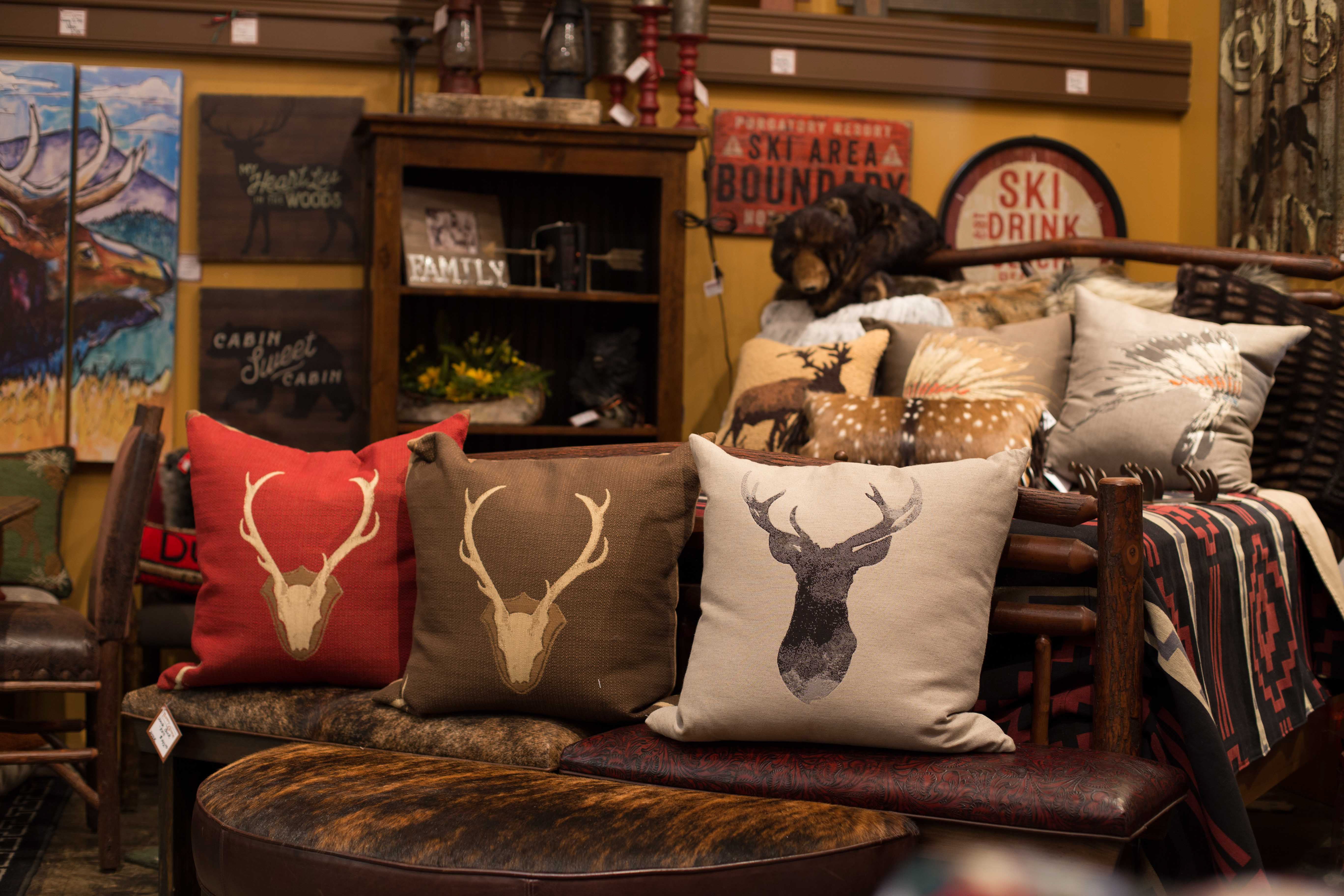 Home & Living :: Home Decor :: Moose pillow, Cabin throw pillows, cabin  lodge decorations, RV decorations, faux leather pillow