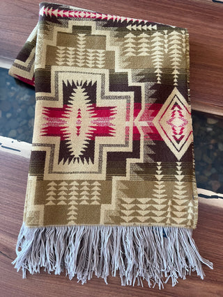 Brown and Red Pendleton Throw Blanket