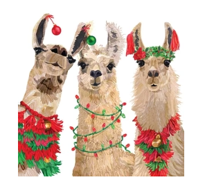 Merry Llamas (Beverage Napkin)