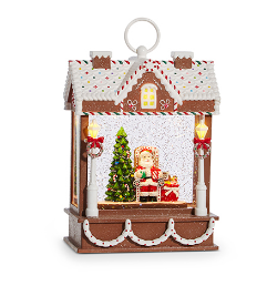Santa Musical Lighted Water Gingerbread House