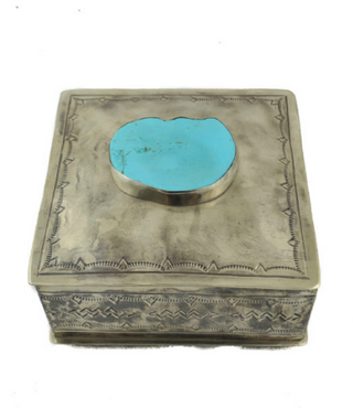 J. Alexander Stamped Box with Turquoise (5 x 5)