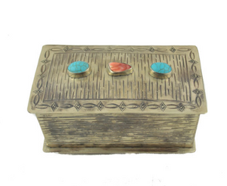 J. Alexander Stamped Basket Box with Stones