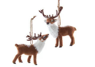 Furry Deer with Snow Ornament