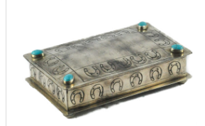 J. Alexander Stamped Horseshoe Box with Turquoise