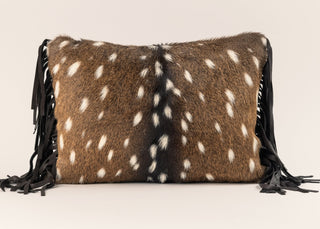 Fur deer pattern Pillow with Black Tassels