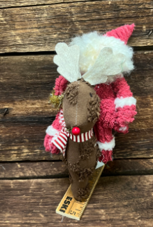 Vintage Fabric Santa on Reindeer