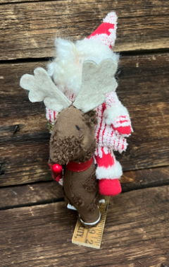 Vintage Fabric Santa on Reindeer