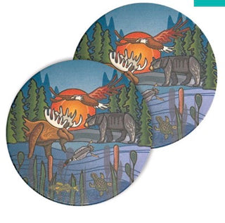All My Relatives Ceramic Coaster (Set of 2) (by Storm Angeconeb)