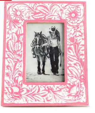 Cactus Bloom Hand-Tooled Photo Frame