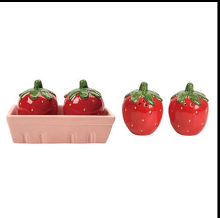 Strawberry Salt and Pepper Set in Basket