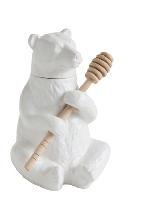Bear Honey Pot w/Bamboo Dipper