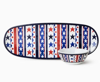 Stars and Stripes Oval Tray w/ Dip Bowl