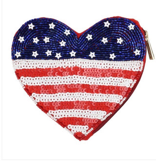 American Flag Heart Coin Pouch