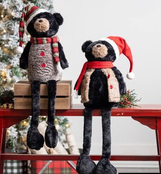 Dangle Leg Holiday Black Bear Shelf Sitter