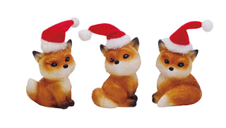 Holiday Foxes with Santa Hat