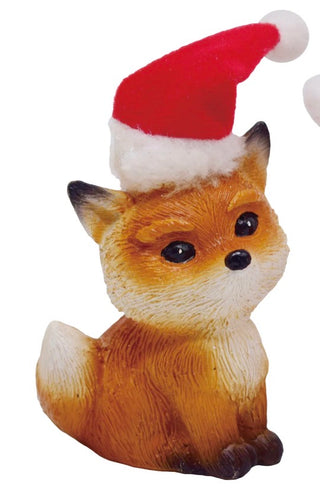 Holiday Foxes with Santa Hat