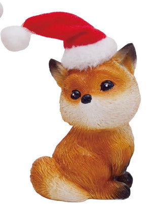 Holiday Foxes with Santa Hat