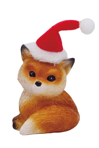Holiday Foxes with Santa Hat