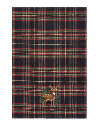 Deer Plaid Embroidered Dish Towel