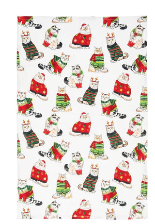 Cat Christmas Dish Towel