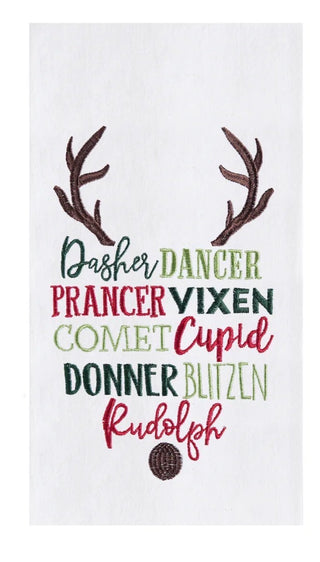 Reindeer Names Dish Towel