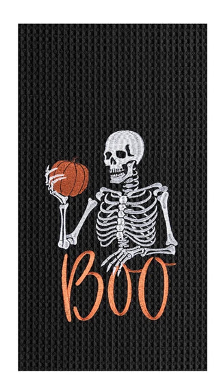 Boo Skeleton Flour Sack Dish Towel