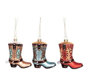 Blown Glass Cowboy Boot Ornament