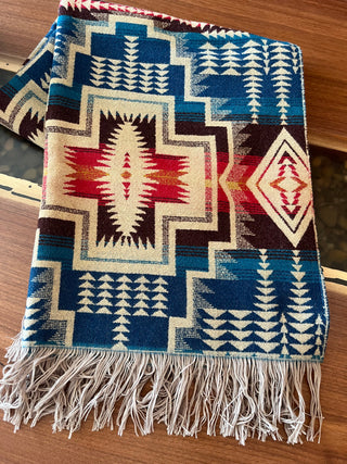 Blue and Red Pendleton Throw Blanket