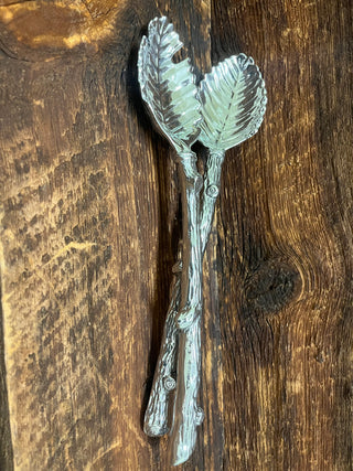 Silver Leaf Serving Spoons