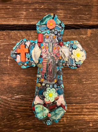 Guadalupe Praying w/ Flowers Cross