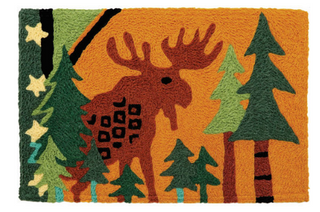 Moose in Pine Forest Rug (20 x 30)