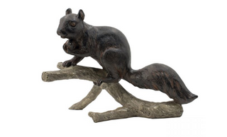 Rustic Squirrel On Branch Figurine