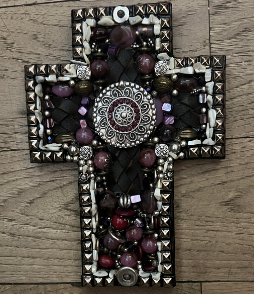 Purple Cross with Silver Studs