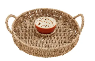 Seagrass and Stoneware Chip and Dip Set