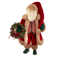 Vintage Red and Green Santa with Wreath