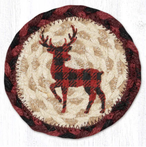 Red Plaid Deer Capitol Earth 5" Coaster