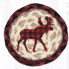 Red Plaid Moose Capitol Earth 5" Coaster