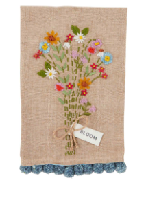 Floral Embroidery Pom Dish Towels