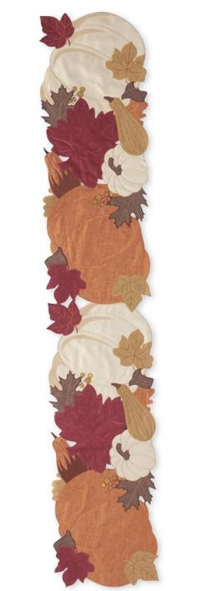 Pumpkin & Fall Leaves Embroidered Table Runner