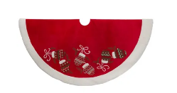 Red Corduroy Christmas Tree Skirt 48"