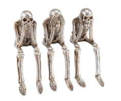 Silver See No Evil Skeleton Set of 3