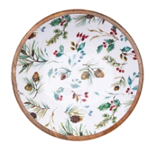 Edith Holiday Mango Wood Round Tray