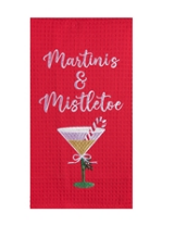 Martini's and Mistletoe Dish Towel