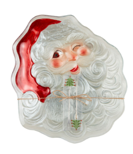 Glass Santa Plate w/ Picks