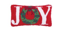 Joy Wreath Hooked Pillow