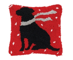 Winter Dog Hooked Pillow