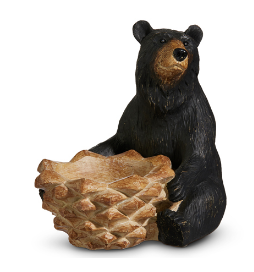 Black Bear w/Pinecone Candle Holder