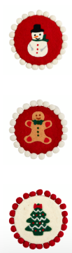 Christmas Felt Wool Pom Trivet