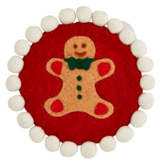 Christmas Felt Wool Pom Trivet