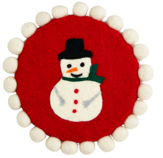 Christmas Felt Wool Pom Trivet